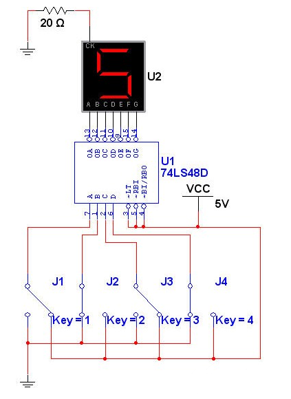 在MulTIsim10中使用74LS48电路