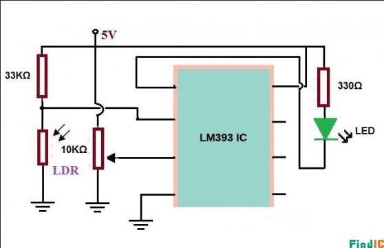 LM393 IC的夜灯电路