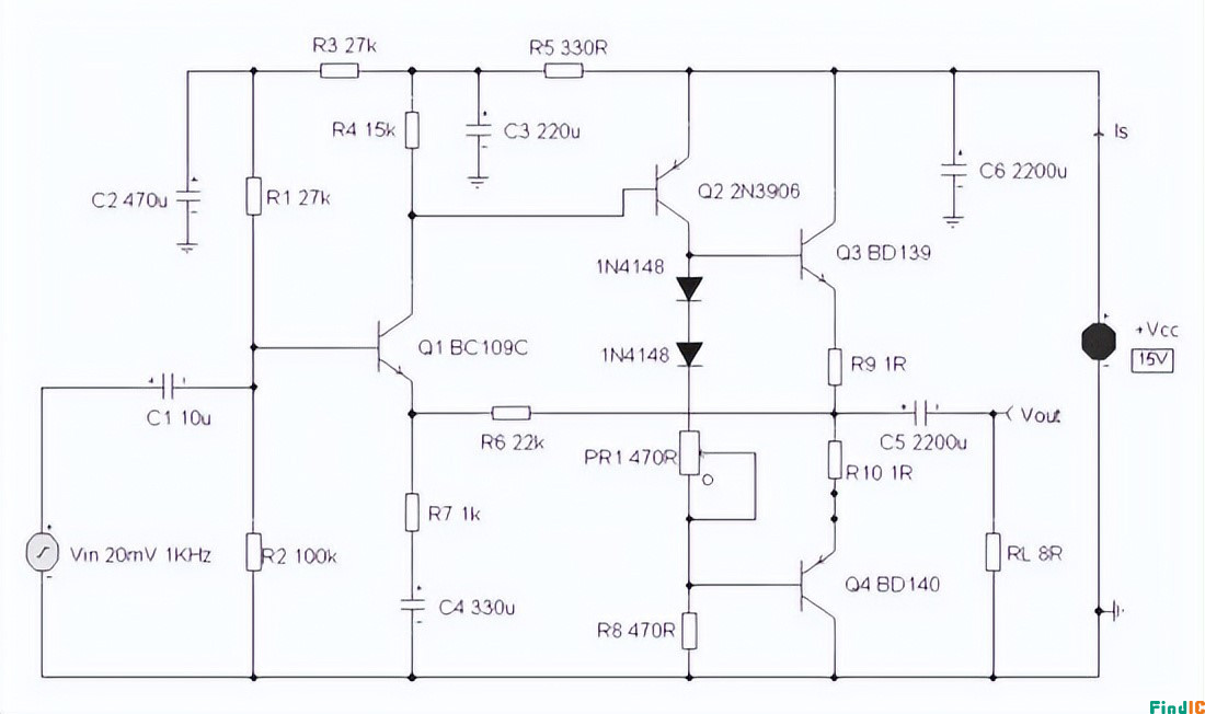 BD139 和 BD140 作为放大器