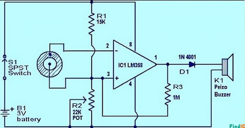 使用LM358的简单震动报警电路