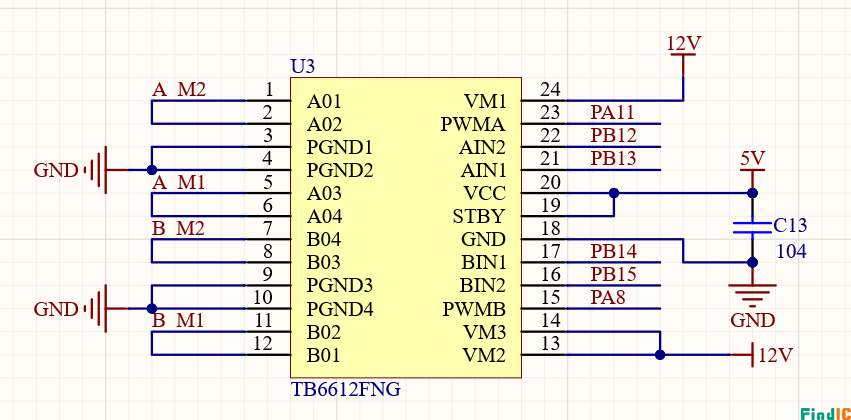 TB6612电机驱动芯片外围电路
