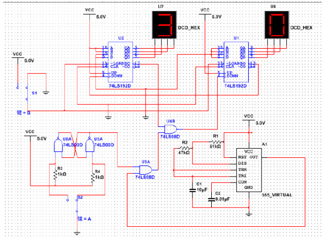基于74ls192的30秒倒计时设计