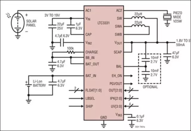 图 3:LTC3331 的典型应用电路