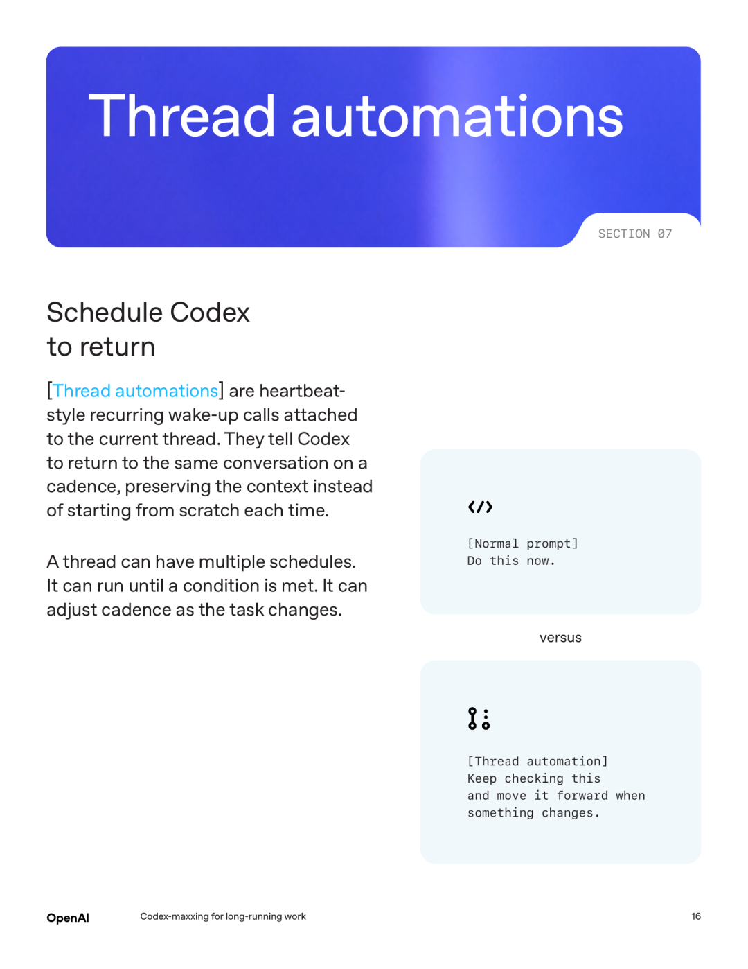 Thread automations 頁面