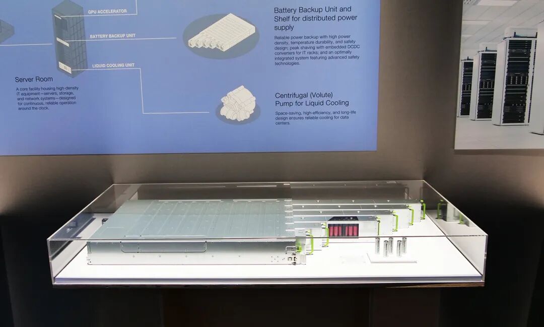 Data center energy storage system on display in the Panasonic Group booth at CES 2026