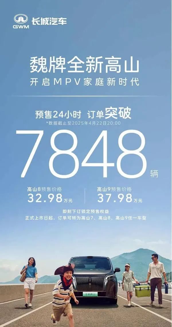 预售24小时，全新高山订单达到了7848_车家号_发现车生活_汽车之家