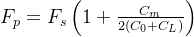 F_{p}=F_{s}\left ( 1+\frac{C_{m}}{2\left (C _{0}+C_{L} \right )} \right )