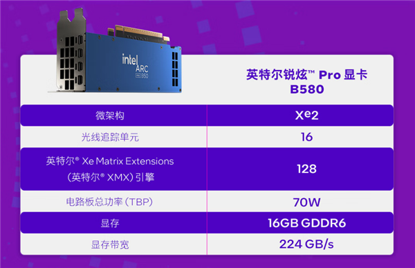 Intel銳炫Pro B50顯卡國內上市：2999元！16GB大顯存