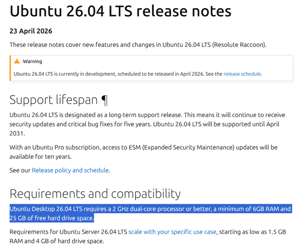 Linux開始吃內存 Ubuntu 26.04要求至少6GB！Win11 4GB起步