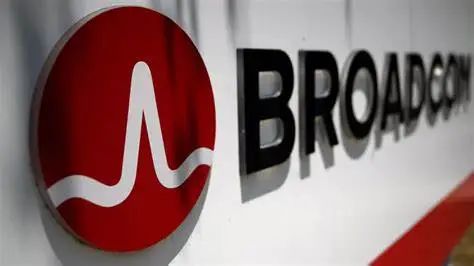 Broadcom博通芯片公司logo设计创意以品牌字母与波动的电压图形结合设计_空灵LOGO设计公司