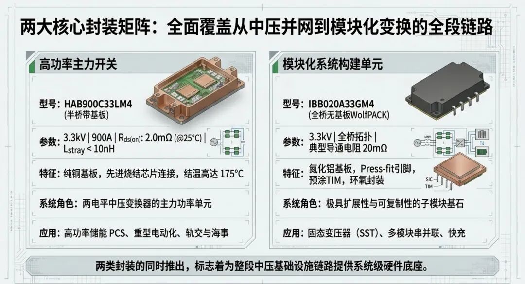 SysPro根據Wolfspeed公開材料整理 | 兩大核心封裝矩陣覆蓋中壓鏈路兩端