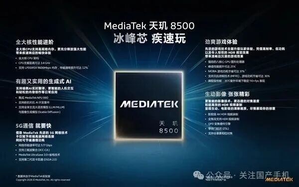 新一代中端神U！联发科天玑8500发布：跑分突破240万、GPU性能大涨25%