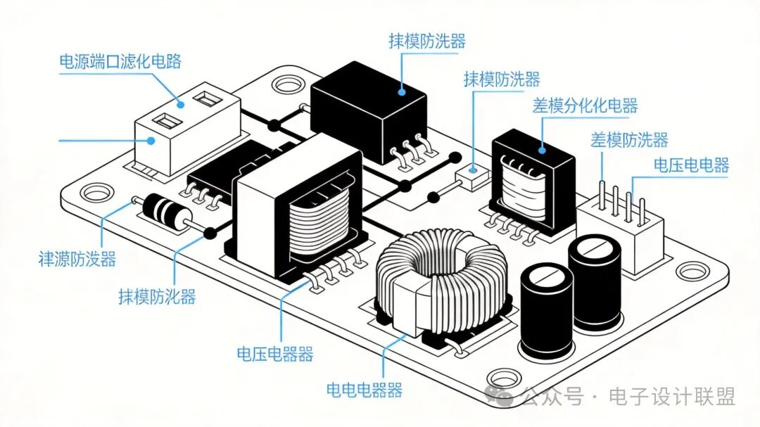 電源端口濾波示意圖