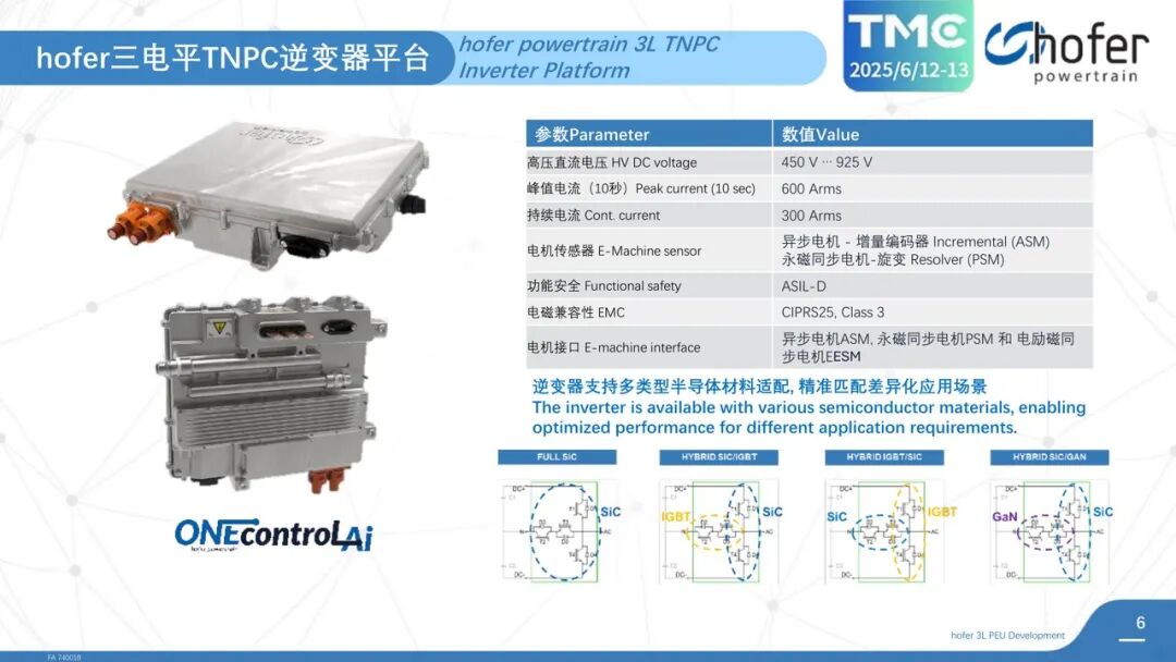 3L TNPC平臺(tái)參數(shù)：450V到925V母線、600Arms峰值電流、300Arms連續(xù)電流