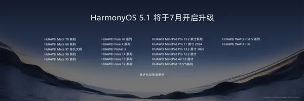 华为定了！鸿蒙OS 5.1官宣7月升级 首批19款机型抢先升